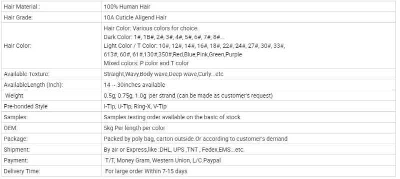 Customize Color Raw I Tip Real Human Hair Straight Remy I-Tip Hair Extension Keratin I Tip Human Hair Extensions