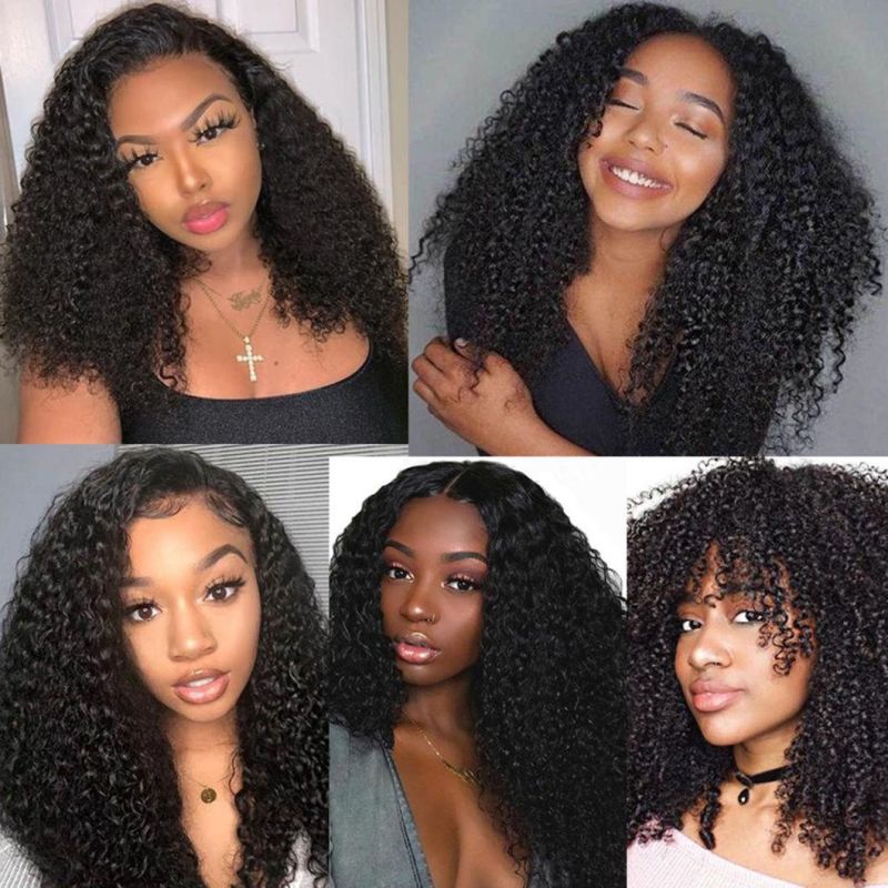 Afro Kinky Curly Clip in Brazilian Human Hair Extensions Natural Color Full Head 7PCS/Set Remy Hair 12-22 Inches