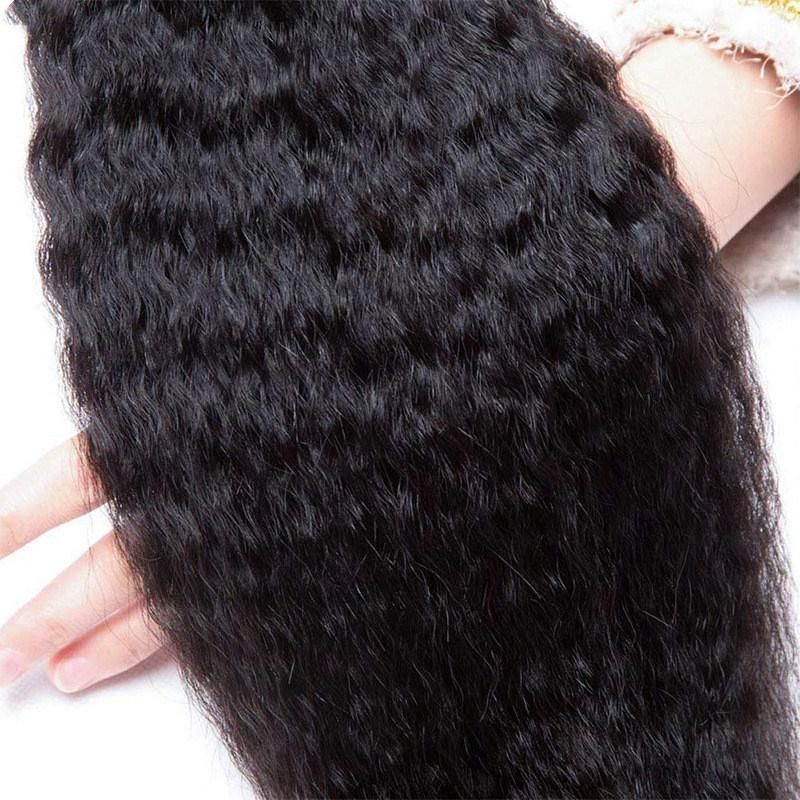 Kinky 10A Hair Extension Human Hair Bundles Super Double Drawn Natural Color with 30" for Black Women