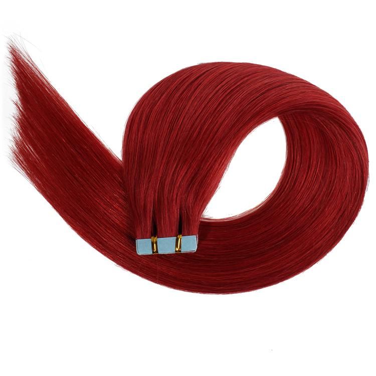 Wholesale Red Straight Human Hair Unprocessed Cuticle Aligned Human Tape Extensions