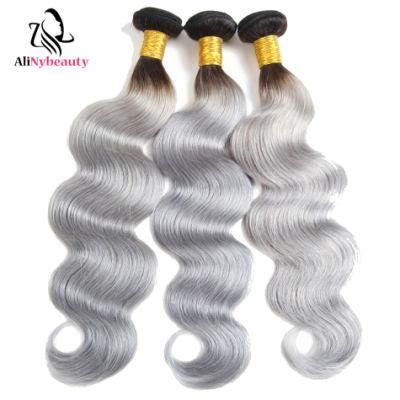 100% Human Hair Unprocessed Virgin Hair 1b/Grey Color