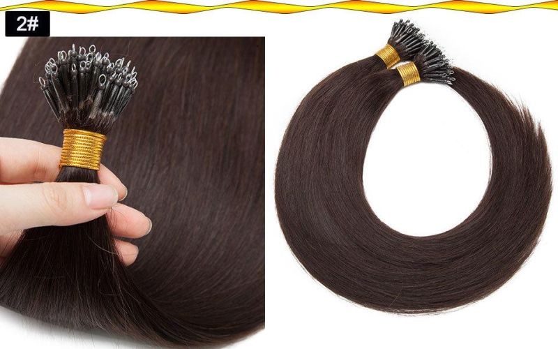 Real Human Hair Nano Ring Hair Extensions Machine Remy Pre-Bonded Straight Micro Beads Nano Tip