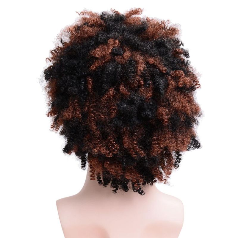 Toupee Kinky Curly Synthetic Short Wigs for Men′s Daily Wig Mixed Male Curly Natural Cosplay Hair Heat Resistant Breathable Men Wig