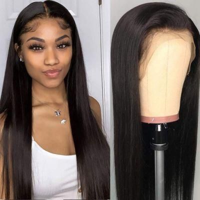 100% Human Hair Brazilian Human Hair Wig, Transparent Lace Frontal Remy Black Straight Human Hair for Women