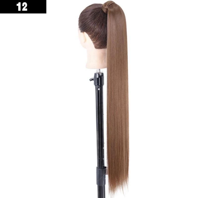 Synthetic Long Straight Wrap Around Clip in Ponytail