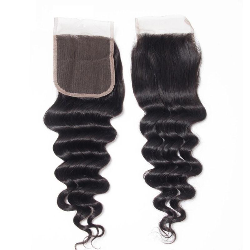 20inch Brazilian Loose Deep Wave Transparent Lace Closure Natural Color Remy Human Hair 4X4 Inch HD Swiss Lace Closure
