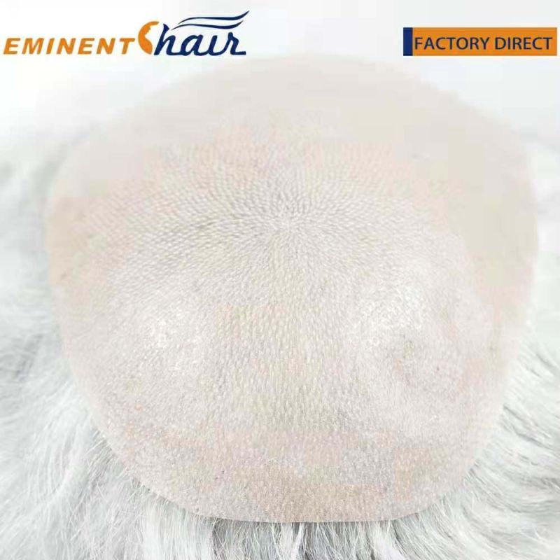Custom Made Natural Hairline Skin Remy Hair Men′s Hairpiece