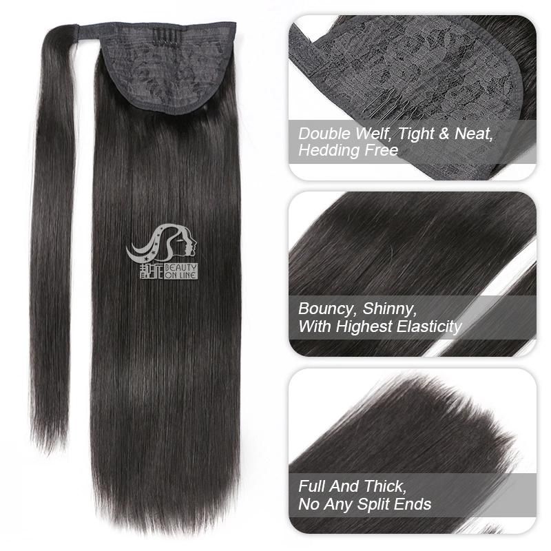 Best Quality Wholesale Factory Double Drawn Natural Drawstring Ponytail
