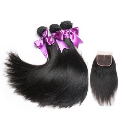 Kbeth New Arrival Human Hair Bundles with Closure 100% Unprocessed Virgin Hair Weaves 3 Bundles with 4*4 Lace Closure