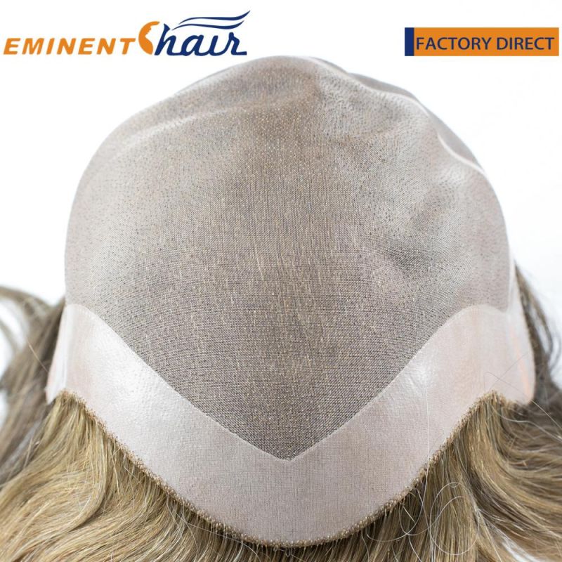 Human Hair Replacement System Fine Mono with PU Edge Women′s Wig