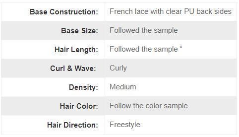 1601lw0007 French Lace with Clear Poly Back Sides Human Hair Wigs