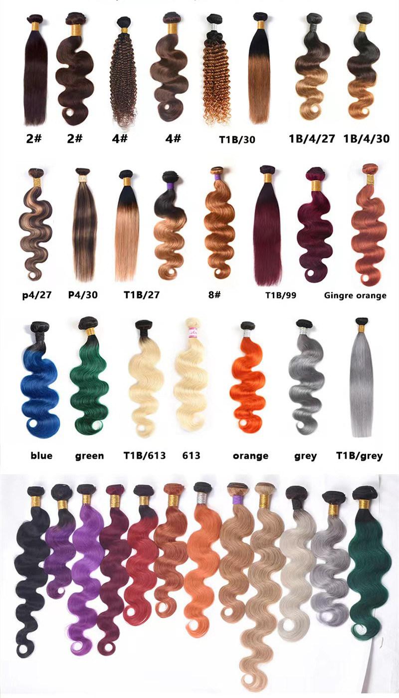 Orange Color Straight Body Wave Remy Hair Extensions Human Hair Bundles 22 Inches with Double Drawns