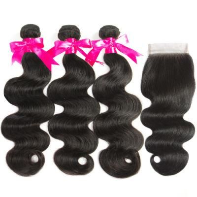 Remy Hair 3 Bundles Brazilian Body Wave Bundles with Closure Remy Human Hair Weave Bundles with Lace Closure