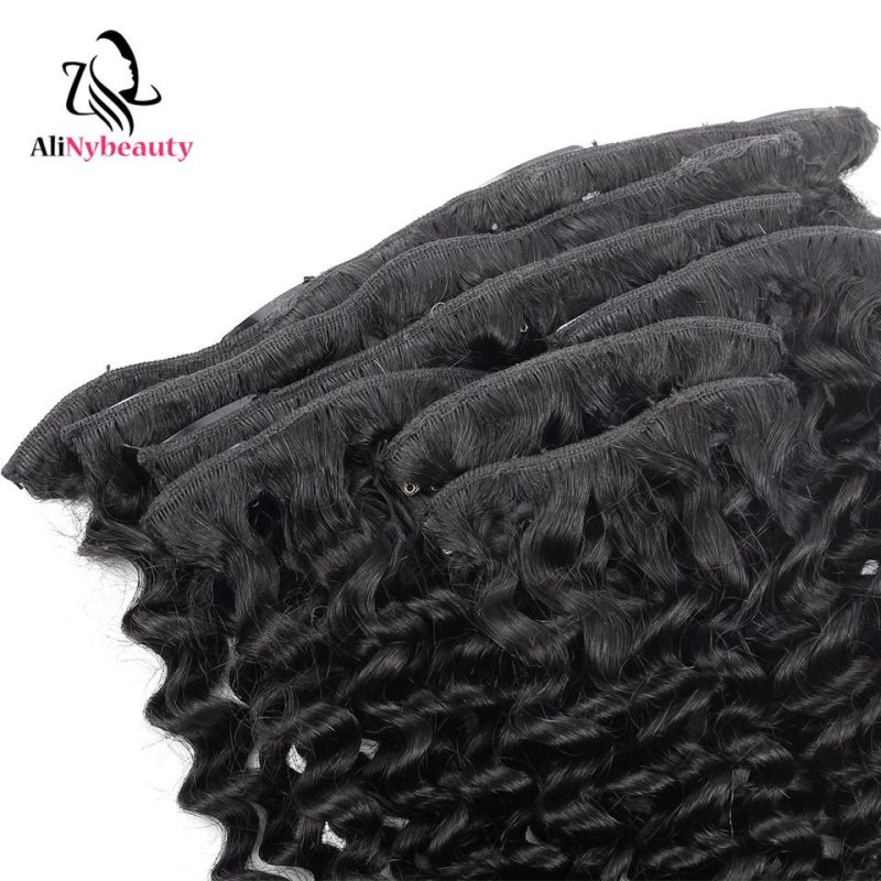 Jerry Curly Clip in Human Hair Extensions Natural Black Remy Hair