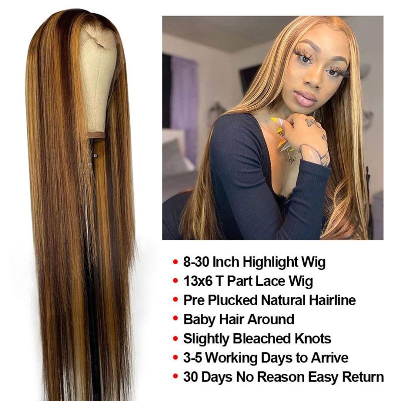 Wholesale Lace Frontal 4/27# Highlight Lace Front Wig 100 Human Hair China Cheap Remy Hair Full Lace Wig Natural Brazilian Human Hair Wigs