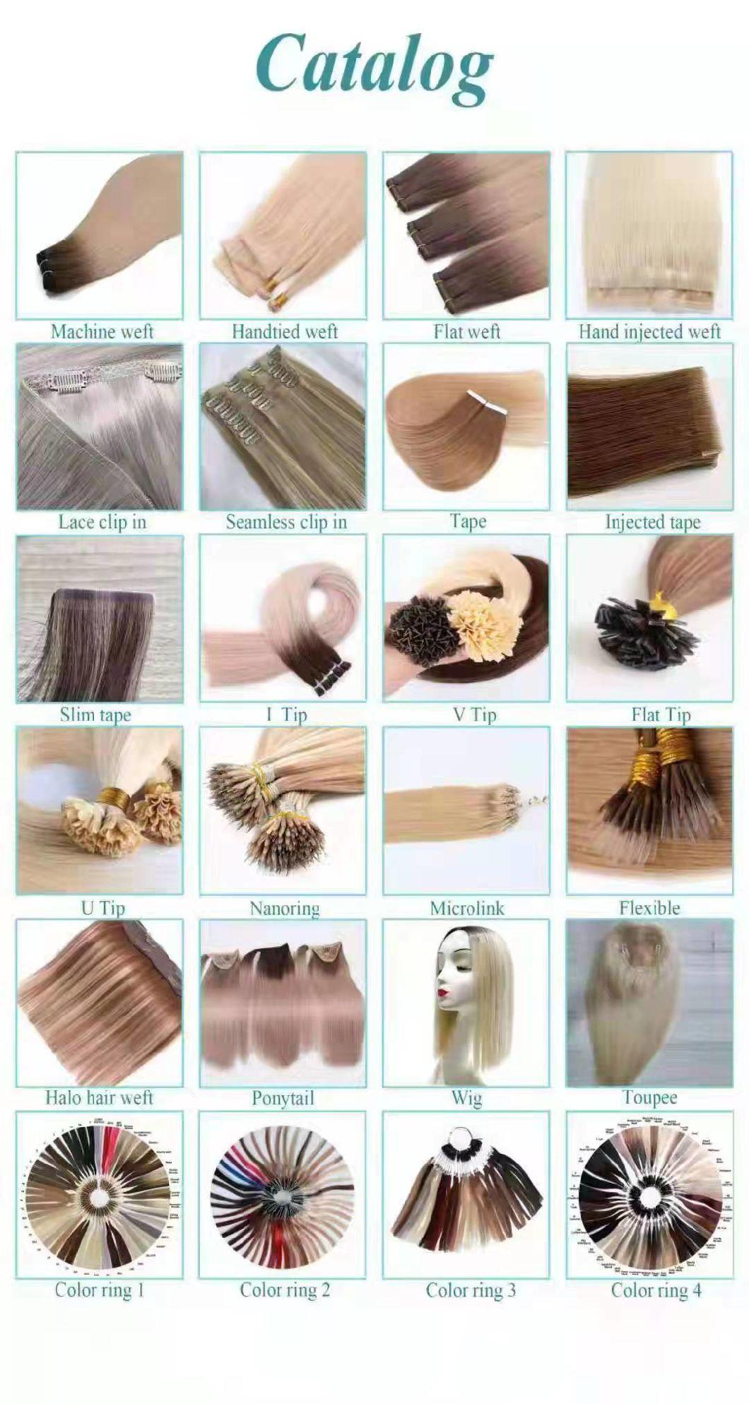 China Factory 100% Remy 100g PU Clip in Hair Human Hair Extensions.