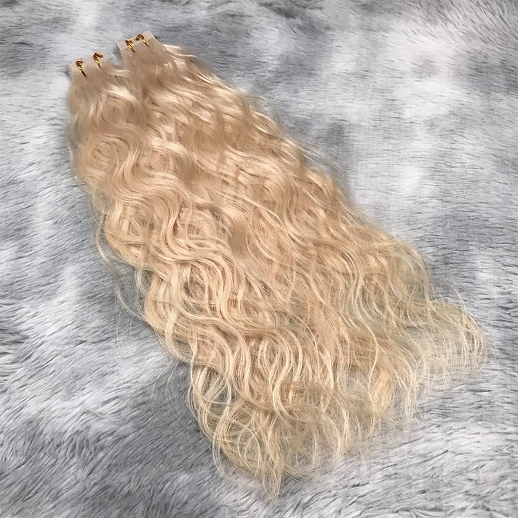 Double Drawn Piano Loose Wave Remy Tape in Human Hair Extension #1b/18