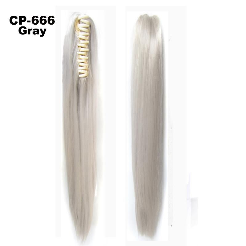 Silky Straight Heat Temperature Fiber Synthetic Clip in Hairpiece Ponytail