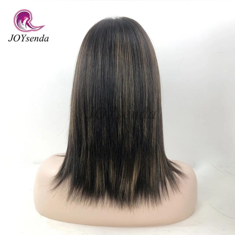 Small Layered Invisible Knots Silk Top Human Hair Kosher Wig Sheitel Dark Brown Color with Highlight Kosher Jewish Wigs