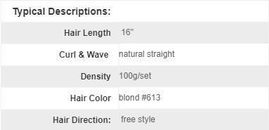 Chinese Remy Hair Blond Clip-in Hair System