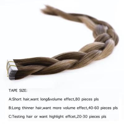 Tape Hair Extensions Real Human Hair Blonde Skin Weft Seamless Machine Remy Brown Glue Hair 50g #4/14/60 Gloden