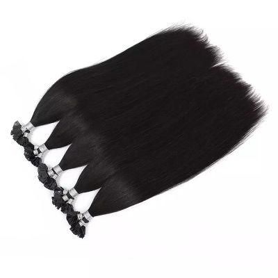 0.66g/Strand #1 Jet Black Brazilian Silky Straight Keratin Mini I Tip Virgin Human Hair Raw Hair