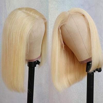 10A Double Drawn Cuticle Aligned Virgin Hair HD Swiss Frontal Lace Blond 613 Bob Wig