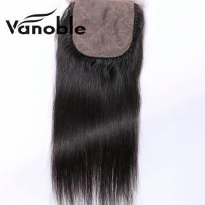 Vanoble 100% Unprocessedsilky Straightl Brazilian Virgin Human Hair Silk Base 4*4 Lace Closure