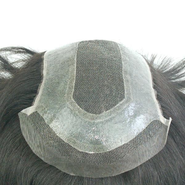 Fine Welded Mono with PU Custom Made Men′s Hairpiece
