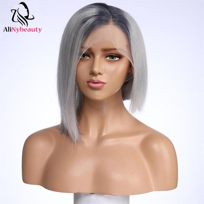 100% Human Hair 1b Orange Short Bob Lace Front Wig