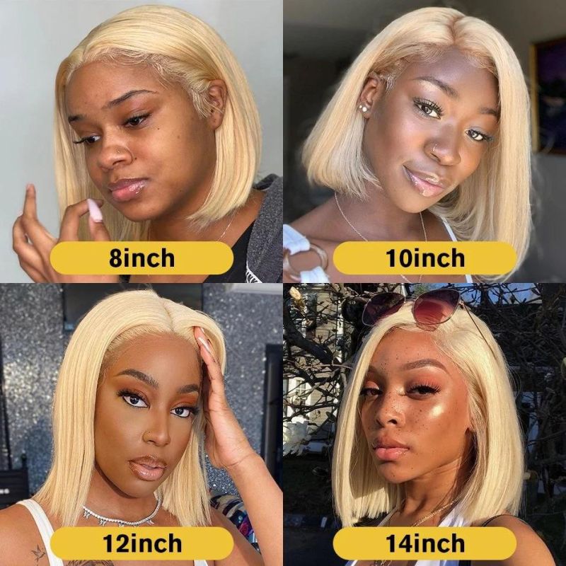 4X4 13X4 613 Honey Blonde Colored Brazilian Remy Straight Bob Lace Front Human Hair Wig Lace Frontal Wigs for Women