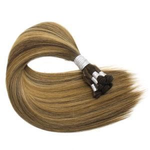 Popular in USA High End Luxury Russian Remy Human Extensions Hand-Tied Brazilian Natural Hair