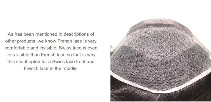 Custom French/Swiss Lace Toupee - Men′s Hair Recplacement Solution