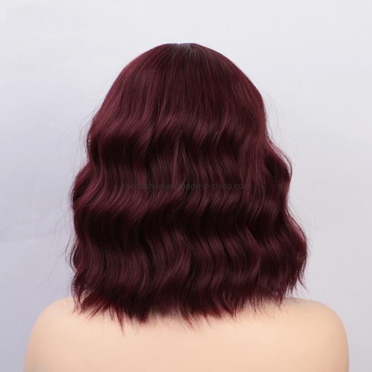 Kakifashion Hair Heat Resistant Soft Style Natural 118#Color African Short Bob Wig with Bangs for Black Women