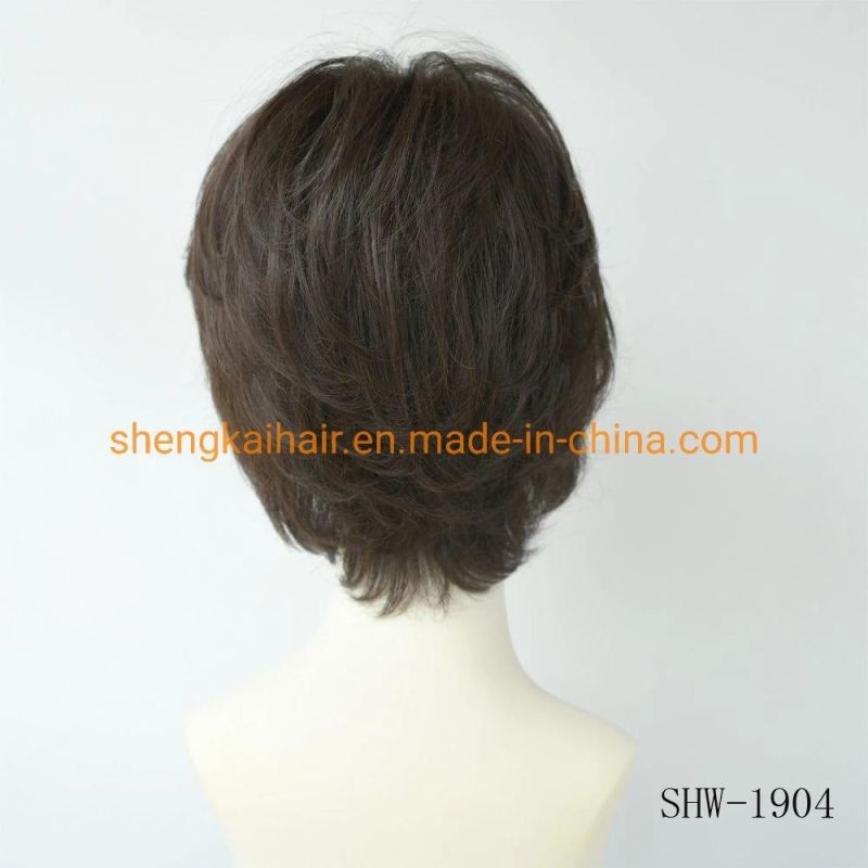 Wholesale Good Quality Handtied Synthetic Human Hair Mix Natural Looking Hair Wigs 542
