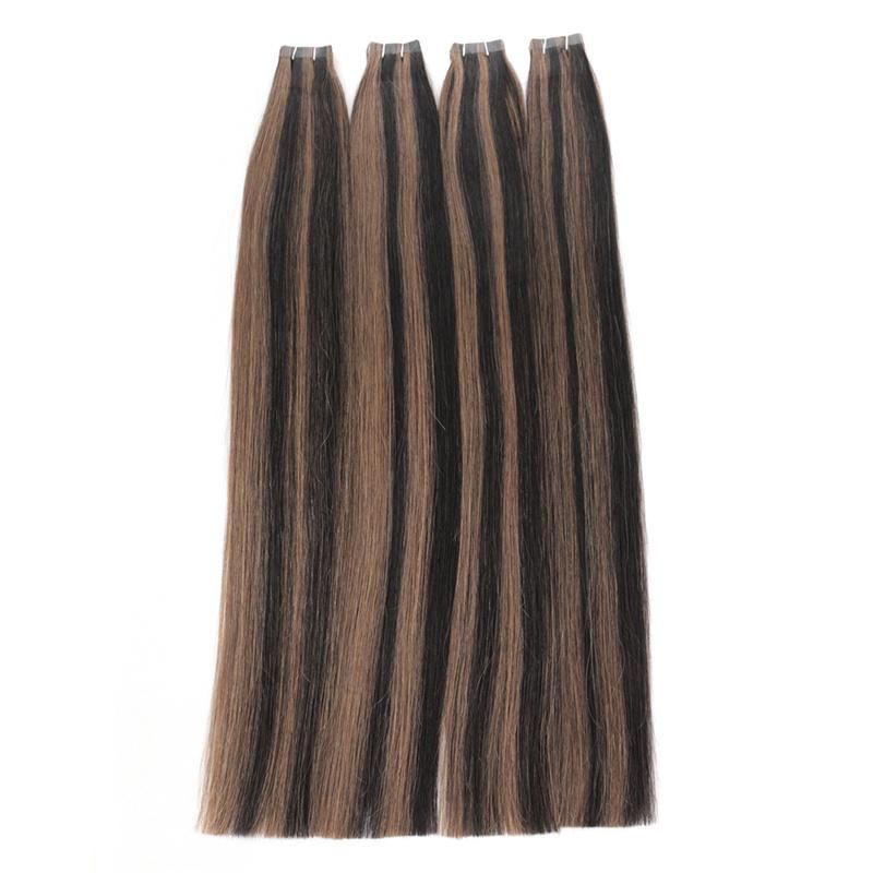 European 100% Human Hair Blue White Invisible Tape in Double Drawn Remy Hair Extension