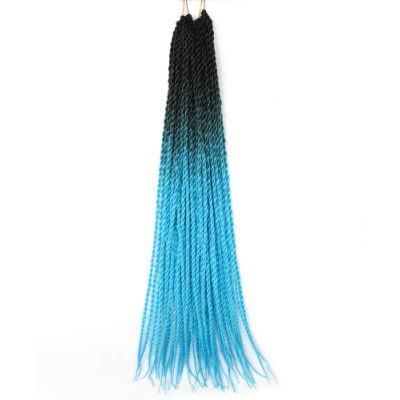 Synthetic Ombre Blue Hair Extensions Braids Senegalese Twist Crochet Braiding High Temperature Fiber