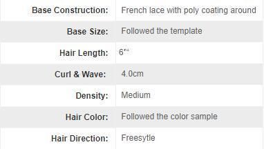 High Quality Human Hair Male Toupee