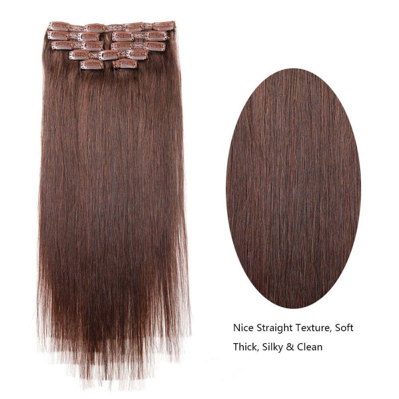 Clip on Human Hair Extensions Brazilian Virgin Hair Clip in Hair Extensions 18"