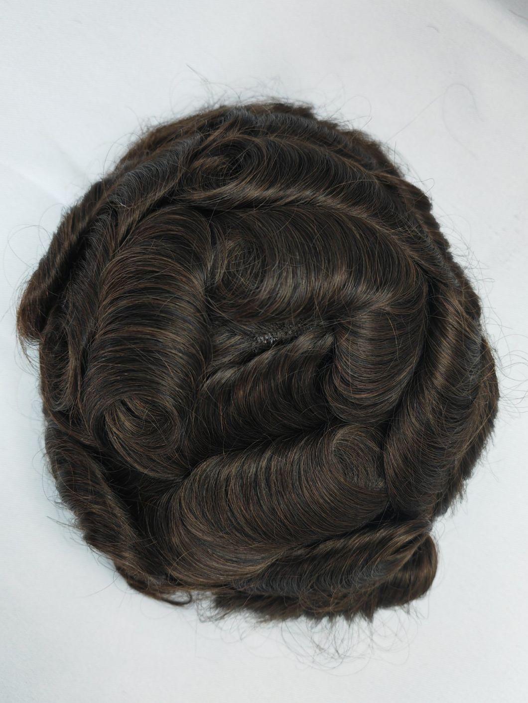 2022 Best Hand Knotted Fine Mono Base Human Hair Toupee Made of Remy Human Hair