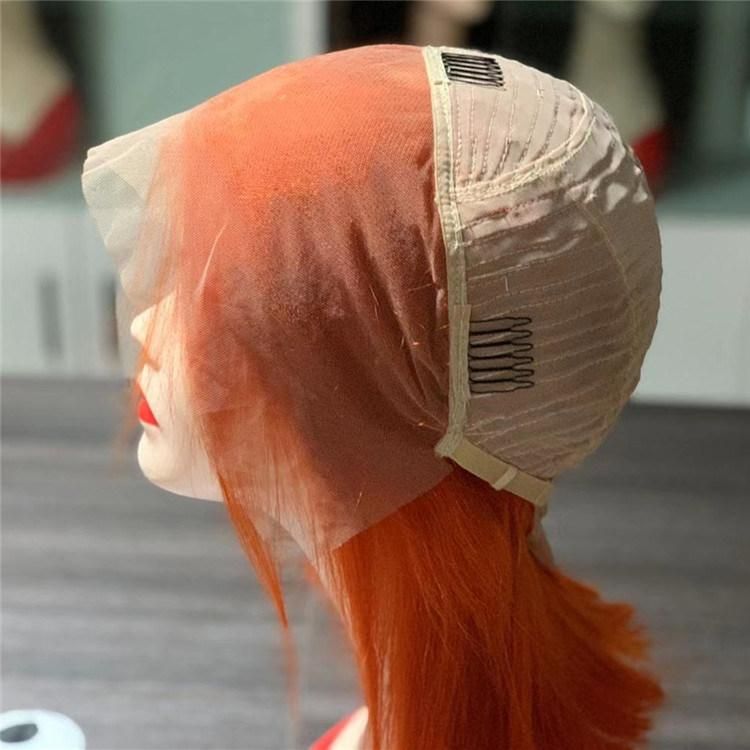Factory Price Brazilian Human Hair Frontal Lace Bob Wig in Orange Color Straight