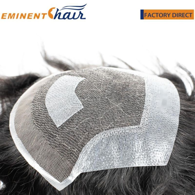 French Lace with Thin Skin Sides and Back Natural Male Human Hair Toupee