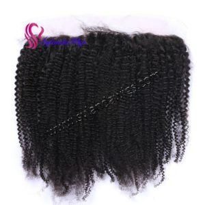 #1b Curly Wave 13&quot;X4&quot; Lace Frontal Closure Brazilian Remy Hair Human Hair Closure with Free Shpping