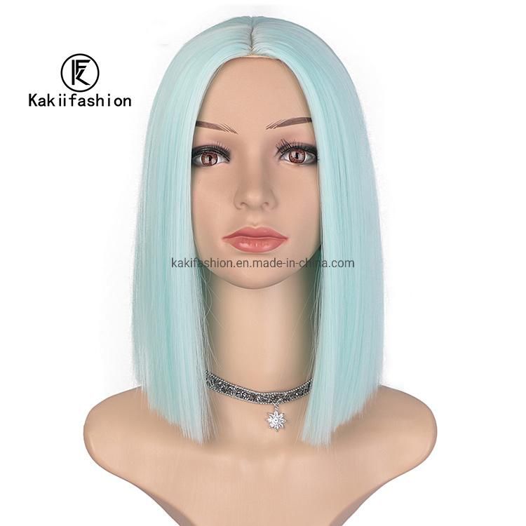 Heat Resistant Synthetic Fiber Hair Wigs for White Black Women Short Middle Part Straight Nature Bob Wigs