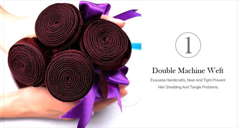 Red 99j Burgundy Brazilian Human Hair 3 Bundles with Closure Human Hair Weave Can Be Braided for Wigs