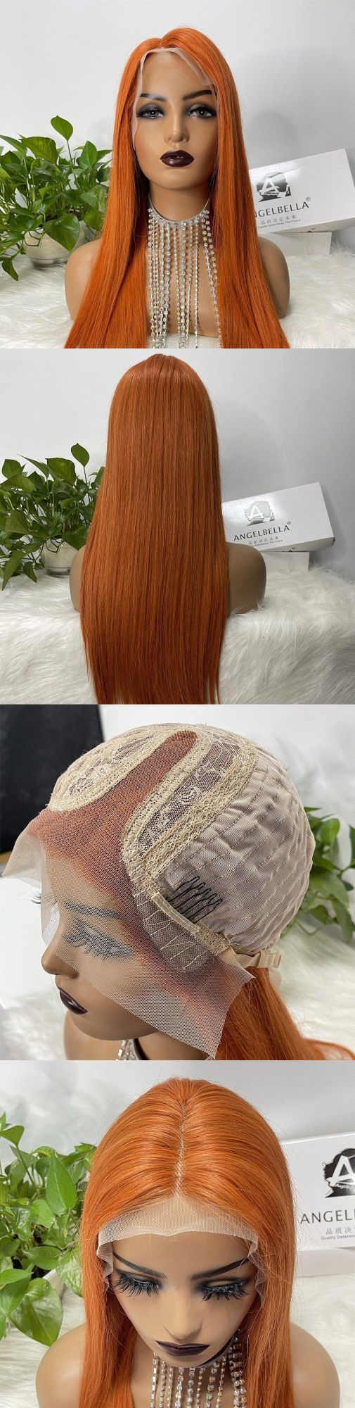 Angelbella New Arrival 100% Virgin Natural Ginger T Side Part Lace Front Frontal Peruvian Human Hair Wigs for Black Women