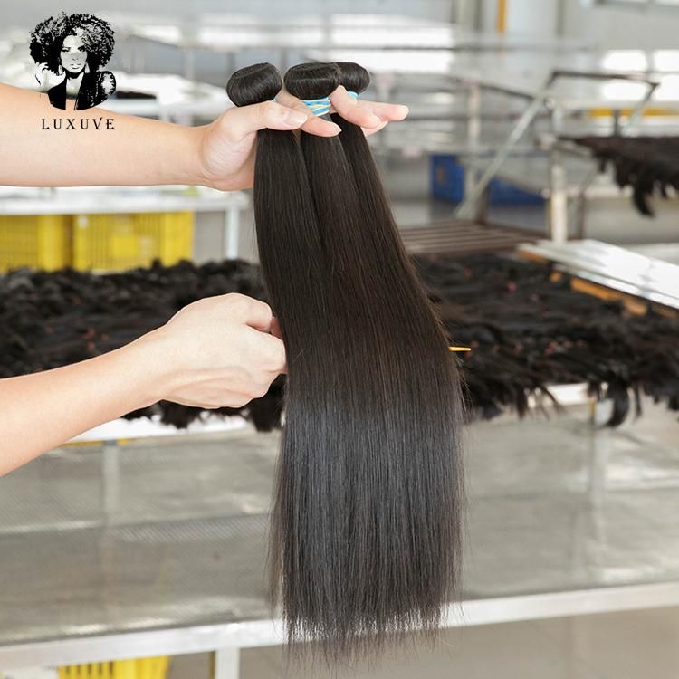 Luxuve Cheap 100% Natural Remy Raw Indian Hair Vendor, Cuticle Aligned Hair Directly From Indian Wholesale, Unprocessed Human Hair Weaves