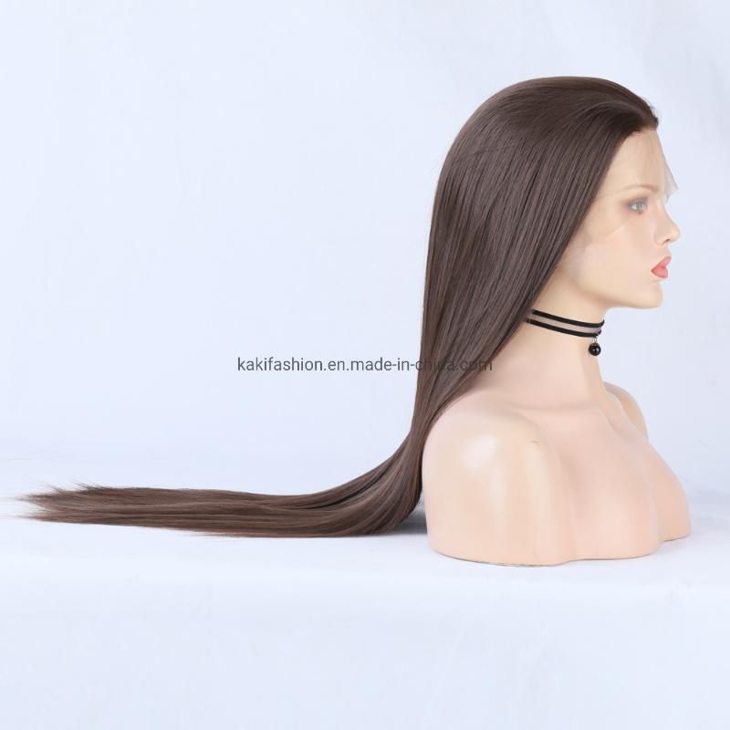 Trendy New Dark Brown 6# Wholesale Lace Front Synthetic Fiber Wig