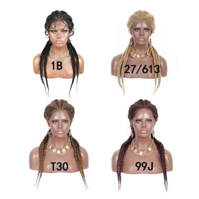 Hot Sale Ombre Synthetic Wig Braided Lace Front Wigs Three Part with Baby Hair