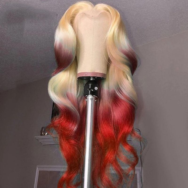 T613 Yellow Pink Red Green Purple Blue Wig Body Wave Lace Front Wig Virgin Lace Front Brazilian Human Hair Wigs for Women Omber Lace Wig 30 Inches
